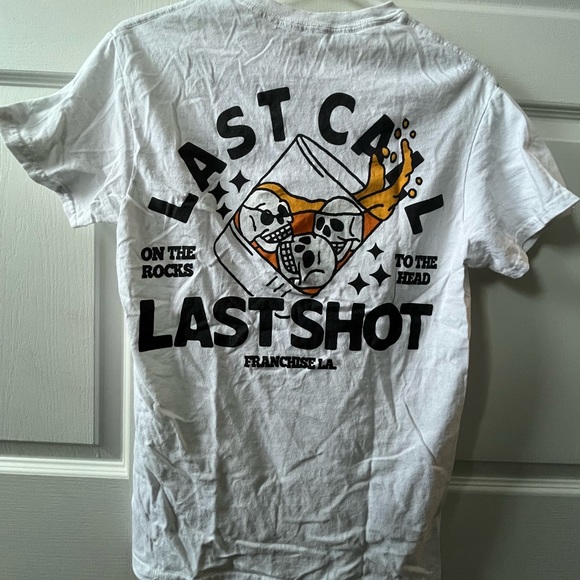 Franchise LA men’s shirt small white with skeletons and drinking - Picture 1 of 5